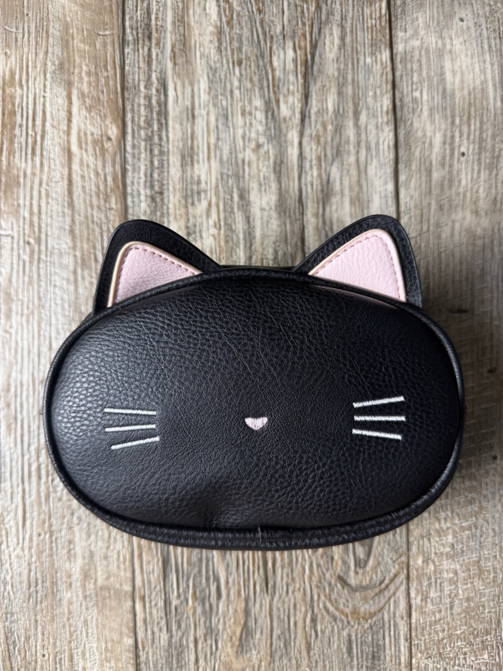 Kids Black Cat Face Crossbody Bag with Pink Ears